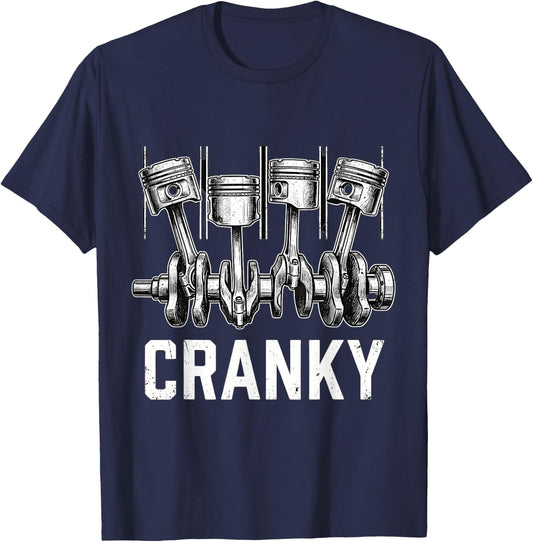 Cranky Car Engine Crankshaft Funny Car Mechanics T-Shirt - T-Shirt | Navy
