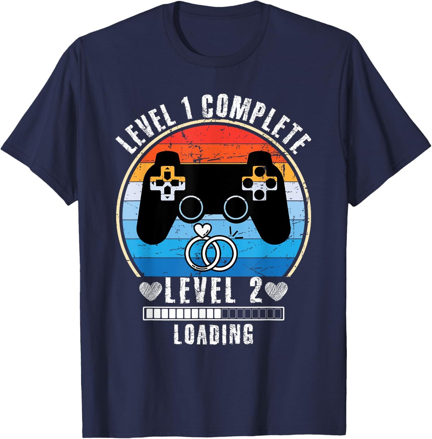 Level 1 Complete Wedding Anniversary For Couple Gamer T-Shirt - T-Shirt | Navy