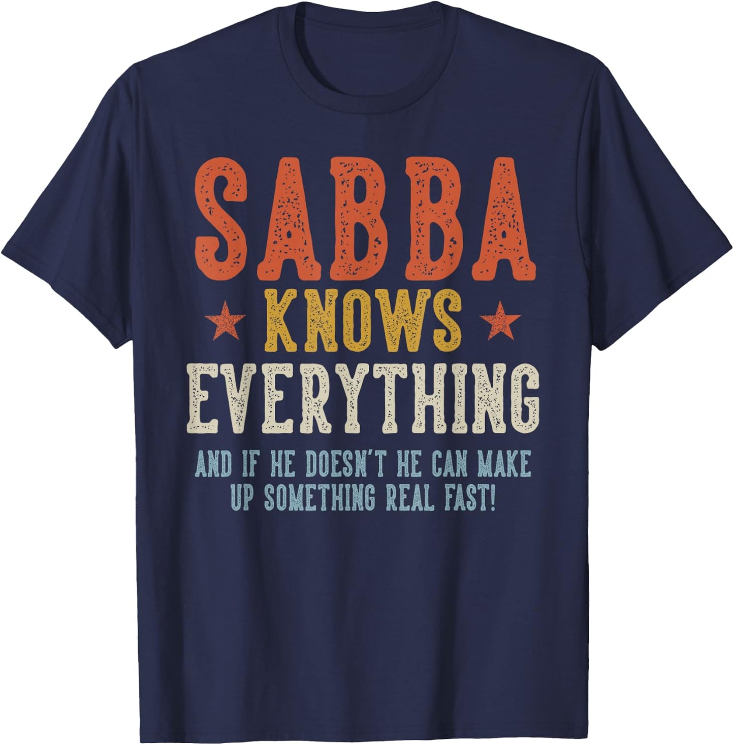 SABBA Knows Everything Father's Day Retro Vintage T-Shirt - T-Shirt | Navy