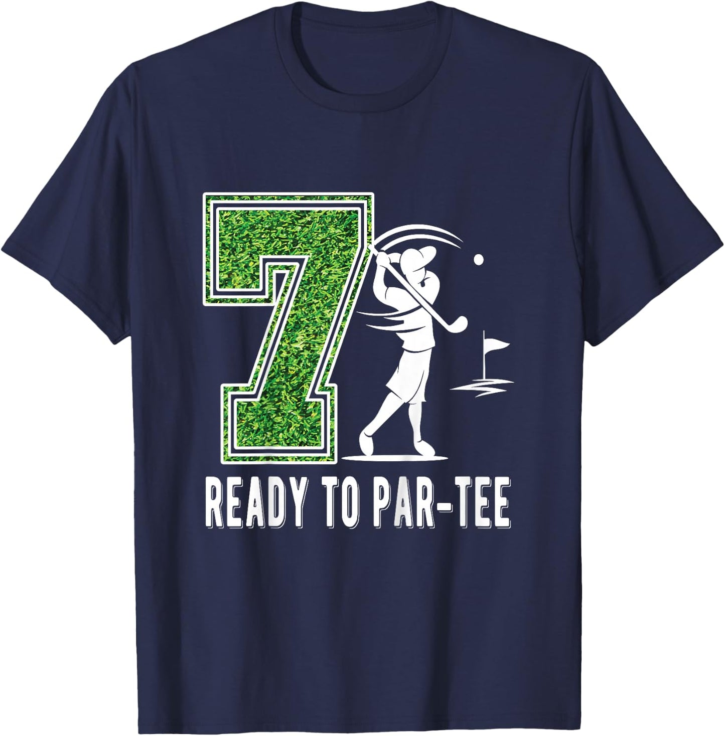 Kids 7th Birthday Golfer Boy Seven Year Old Golf Player T-Shirt - T-Shirt | Navy