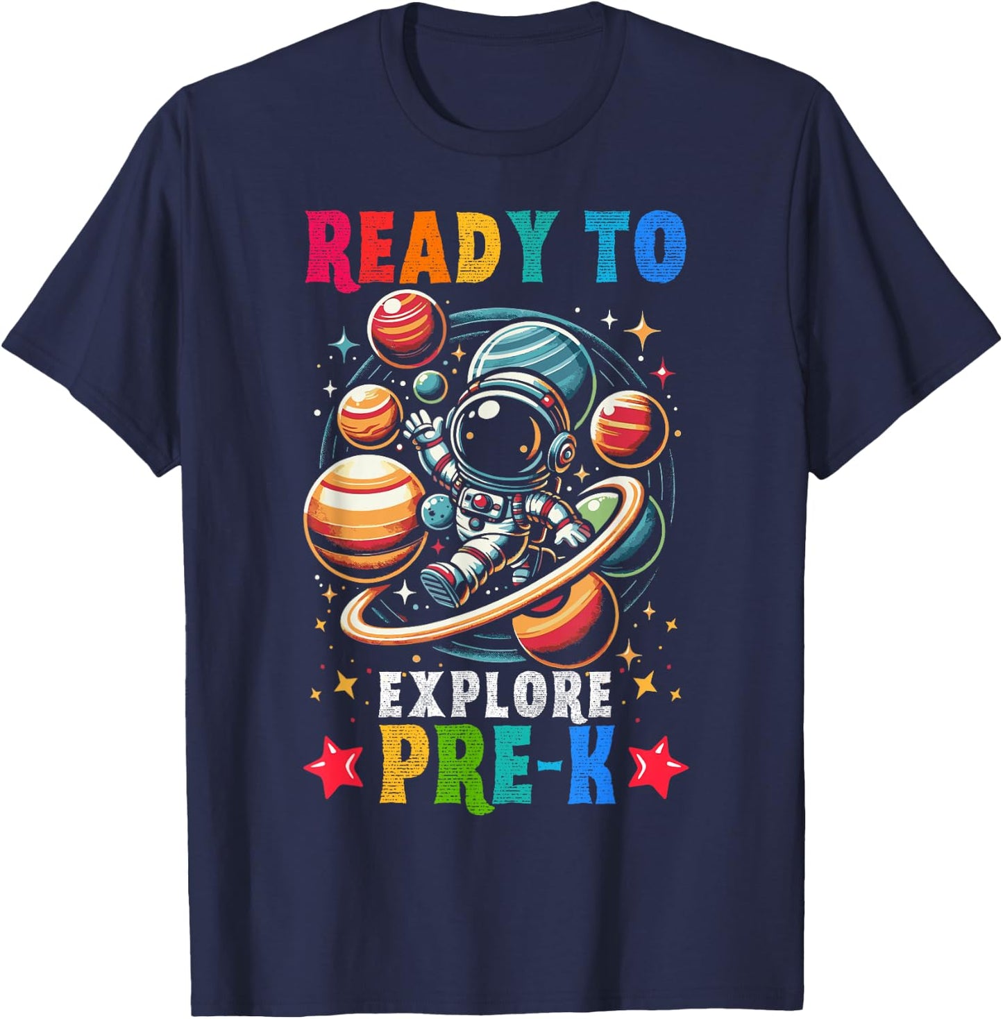 First day Kids Welcome back to School Astronaut Space Pre-k T-Shirt - T-Shirt | Navy