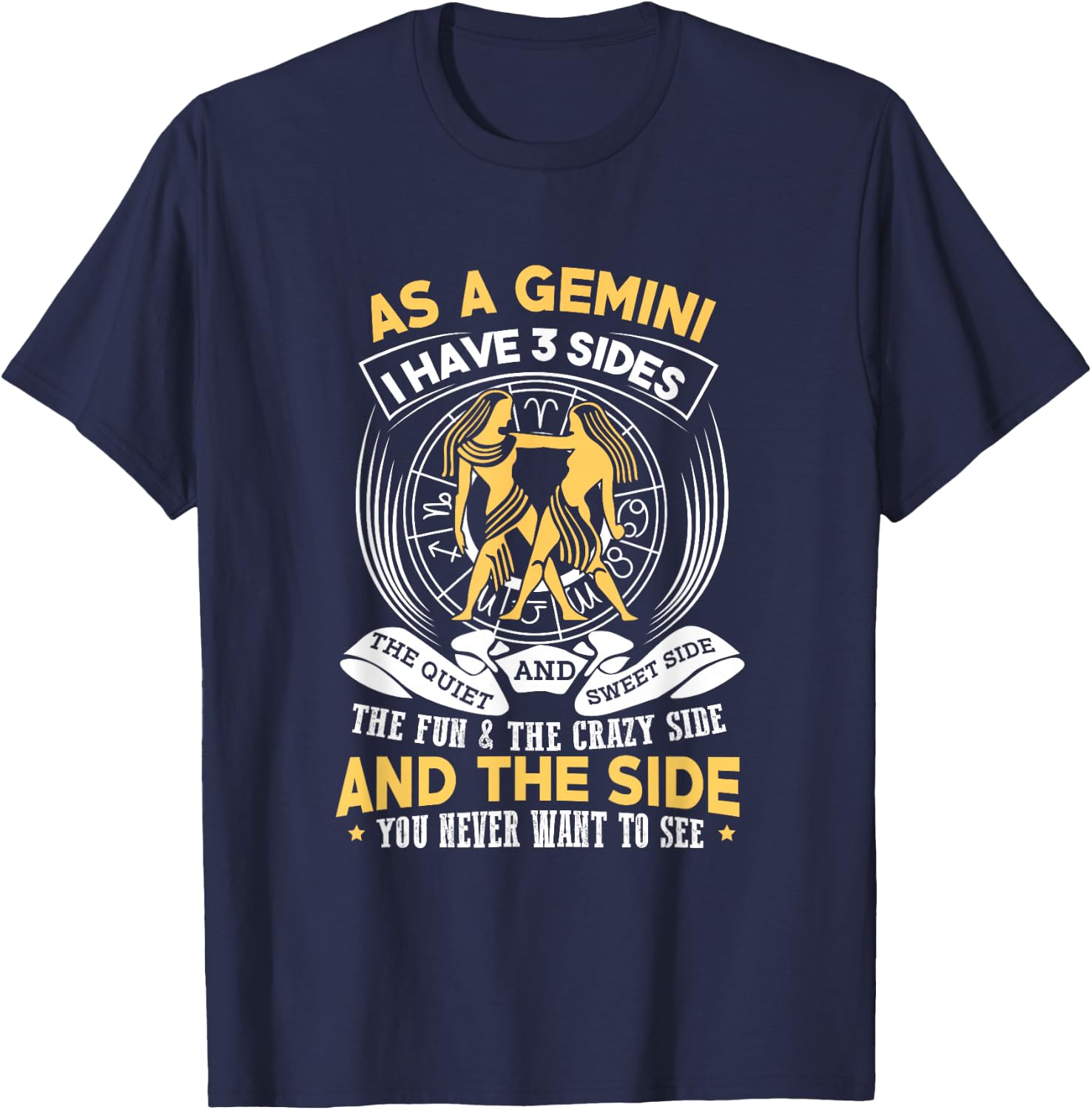 Gemini Shirt Zodiac Sign Gift Astrology T-Shirt - T-Shirt | Navy