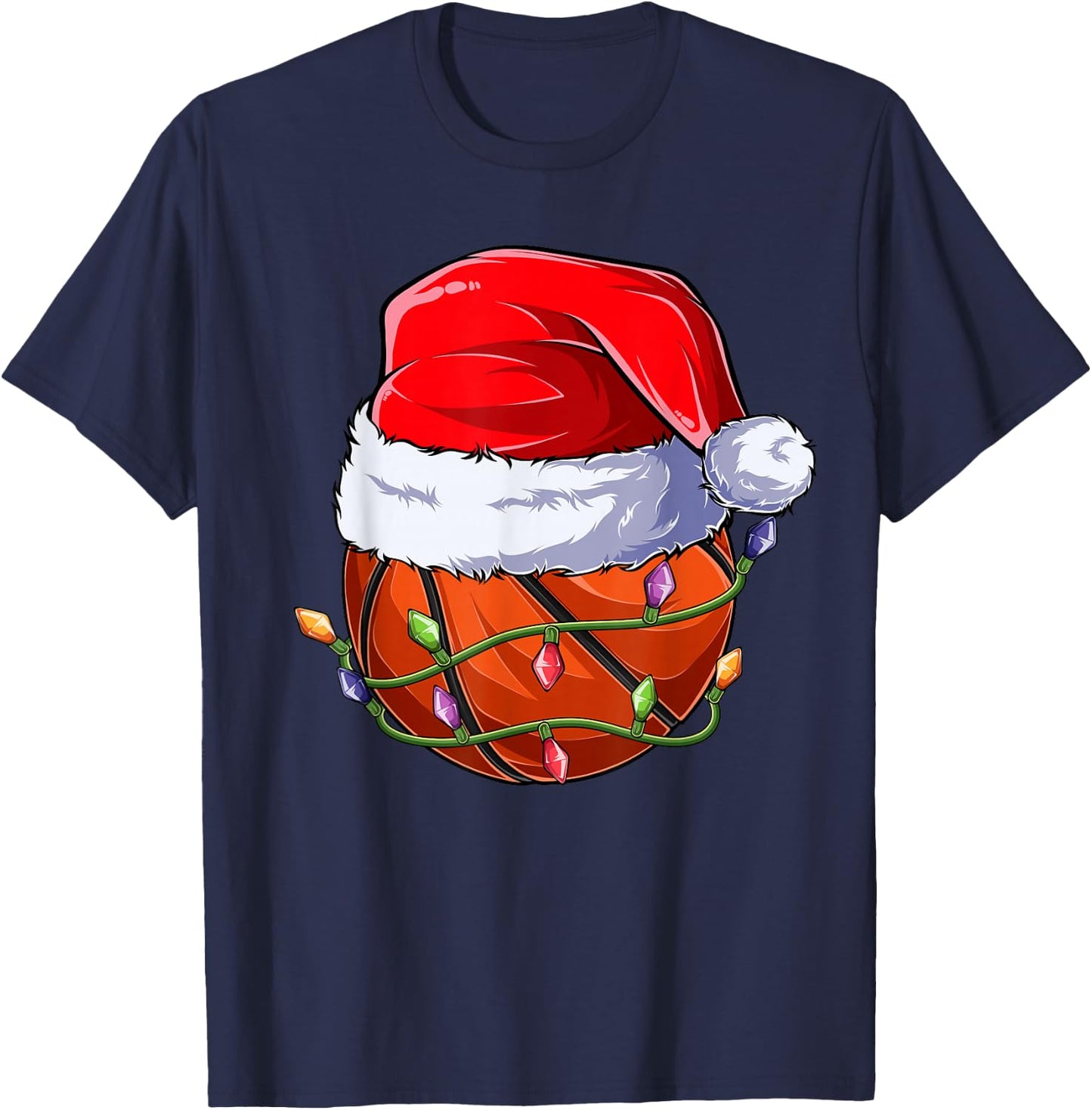 Basketball Christmas Boy Apparel, Funny Santa Sport Men Kids T-Shirt - T-Shirt | Navy