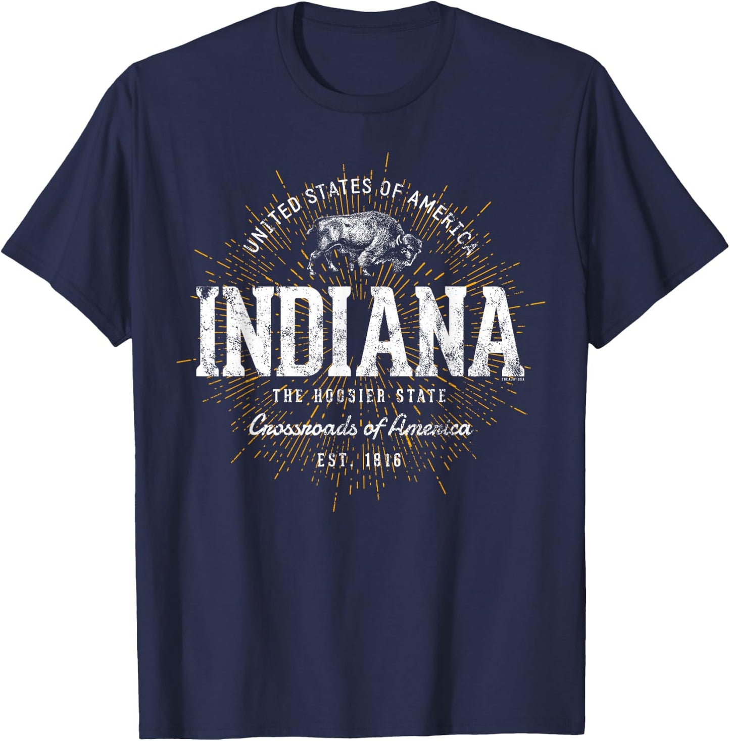 Vintage State of Indiana Retro T-Shirt - T-Shirt | Navy