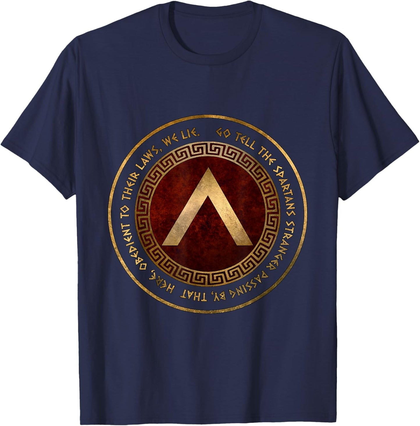 Sparta Battle of Thermopylae Epitaph Spartan History Symbol T-Shirt - T-Shirt | Navy