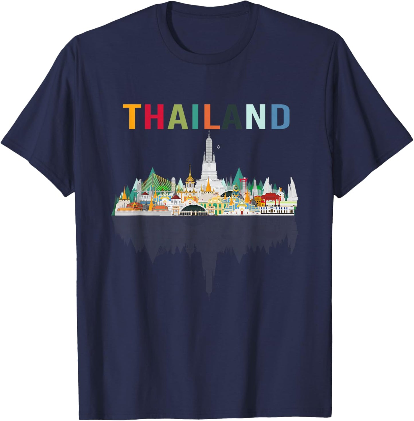 Bangkok Travel Thailand Gift -Adults Black Thai Flag Small T-Shirt - T-Shirt | Navy