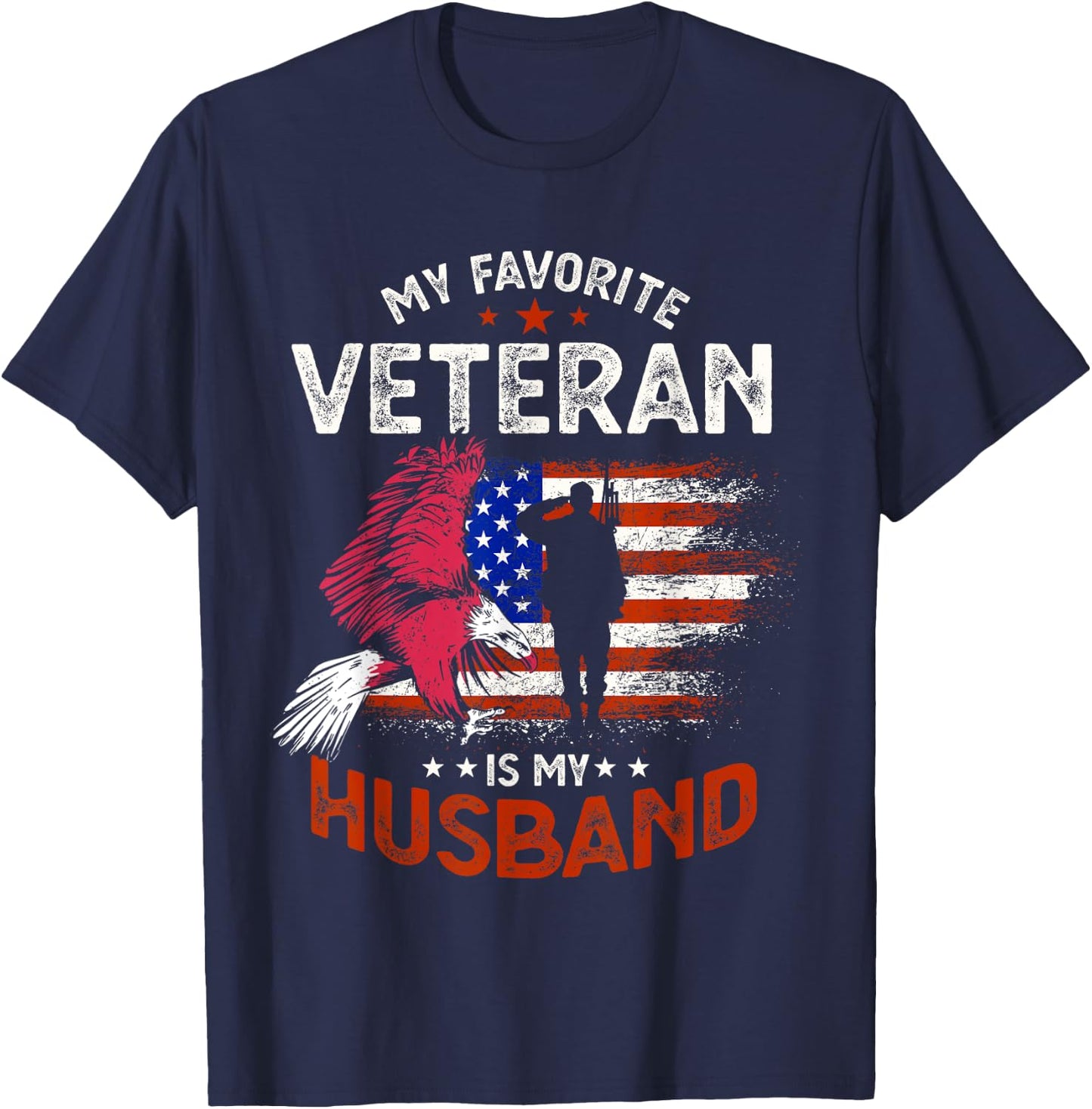 My Favorite Veteran Is My Husband T-Shirt - T-Shirt | Navy