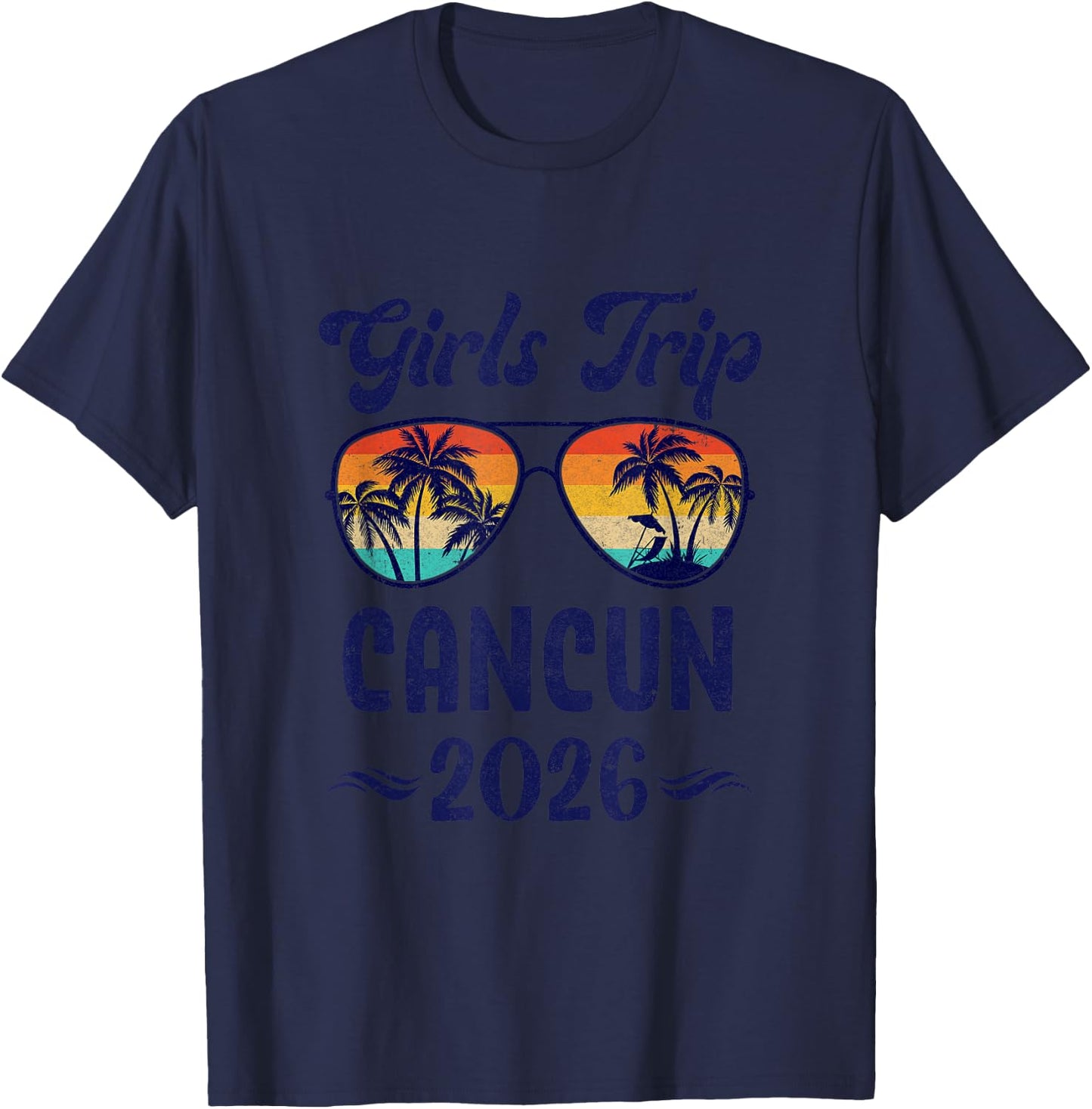 Cancun Girls Trip Beach Vacation 2026 Matching Group T-Shirt - T-Shirt | Navy