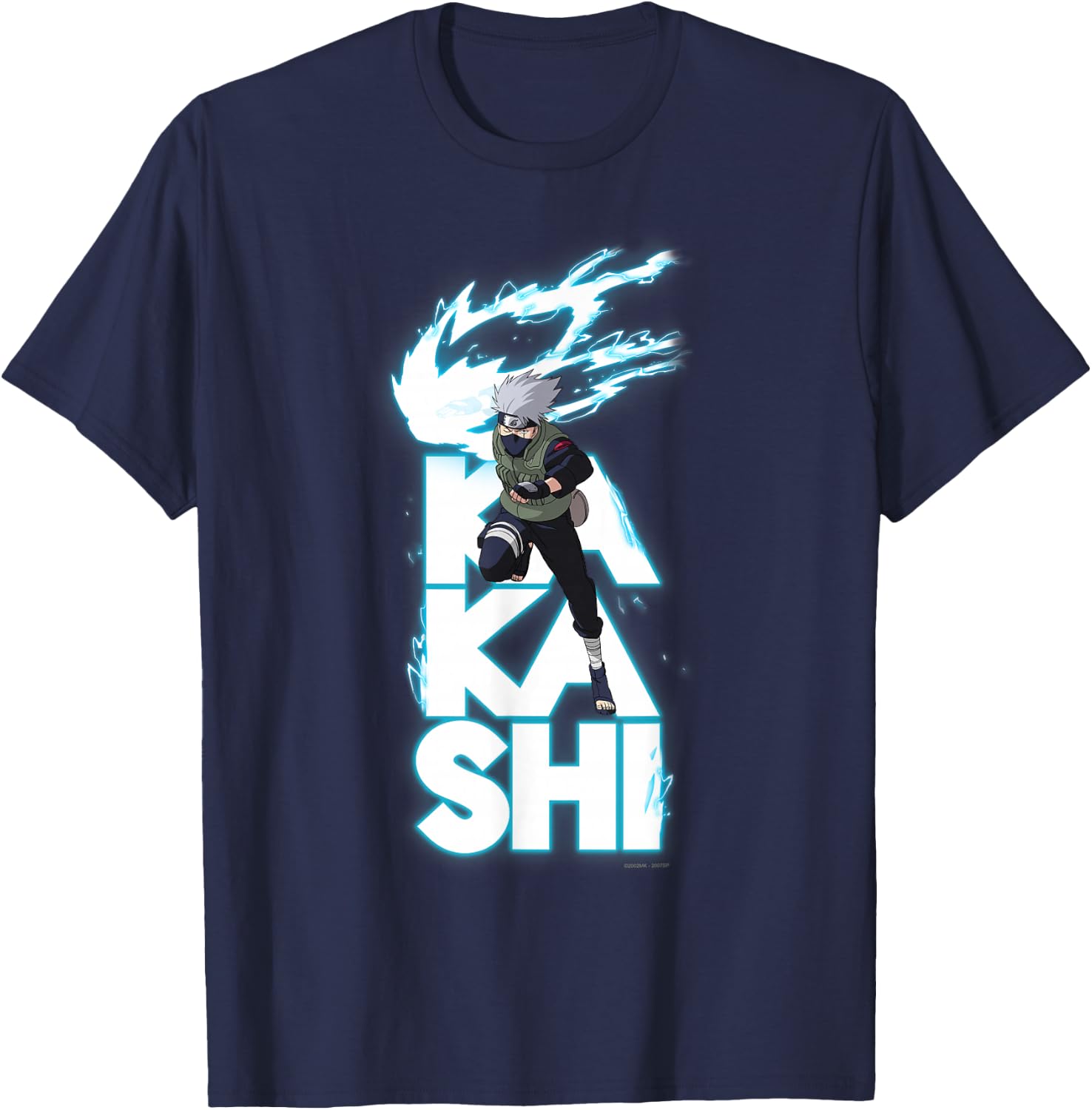 Naruto Shippuden Kakashi Stacked Type T-Shirt - T-Shirt | Navy