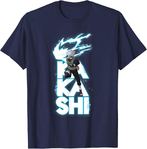 Naruto Shippuden Kakashi Stacked Type T-Shirt - T-Shirt | Navy