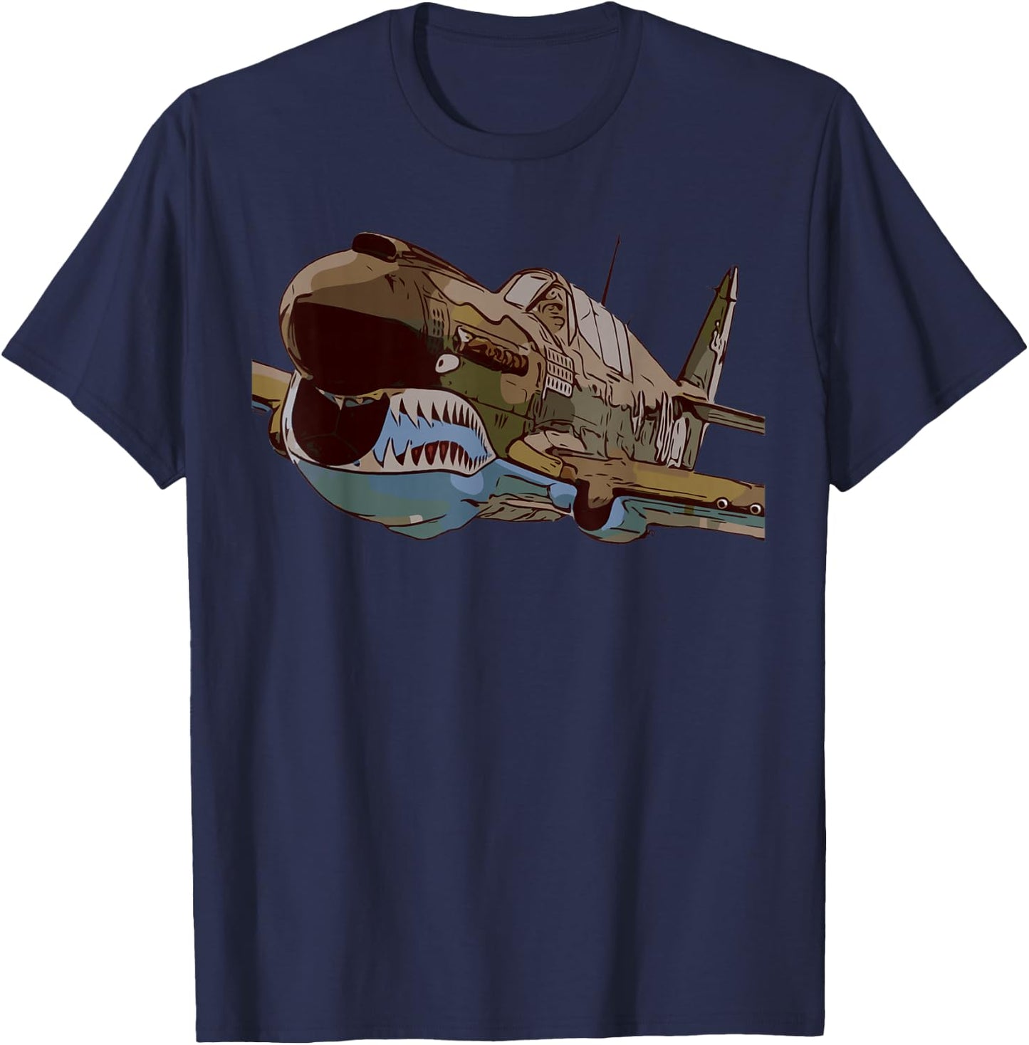 P-40 Warhawk Fighter Aircraft WW2 Plane Spotting Spotter T-Shirt - T-Shirt | Navy