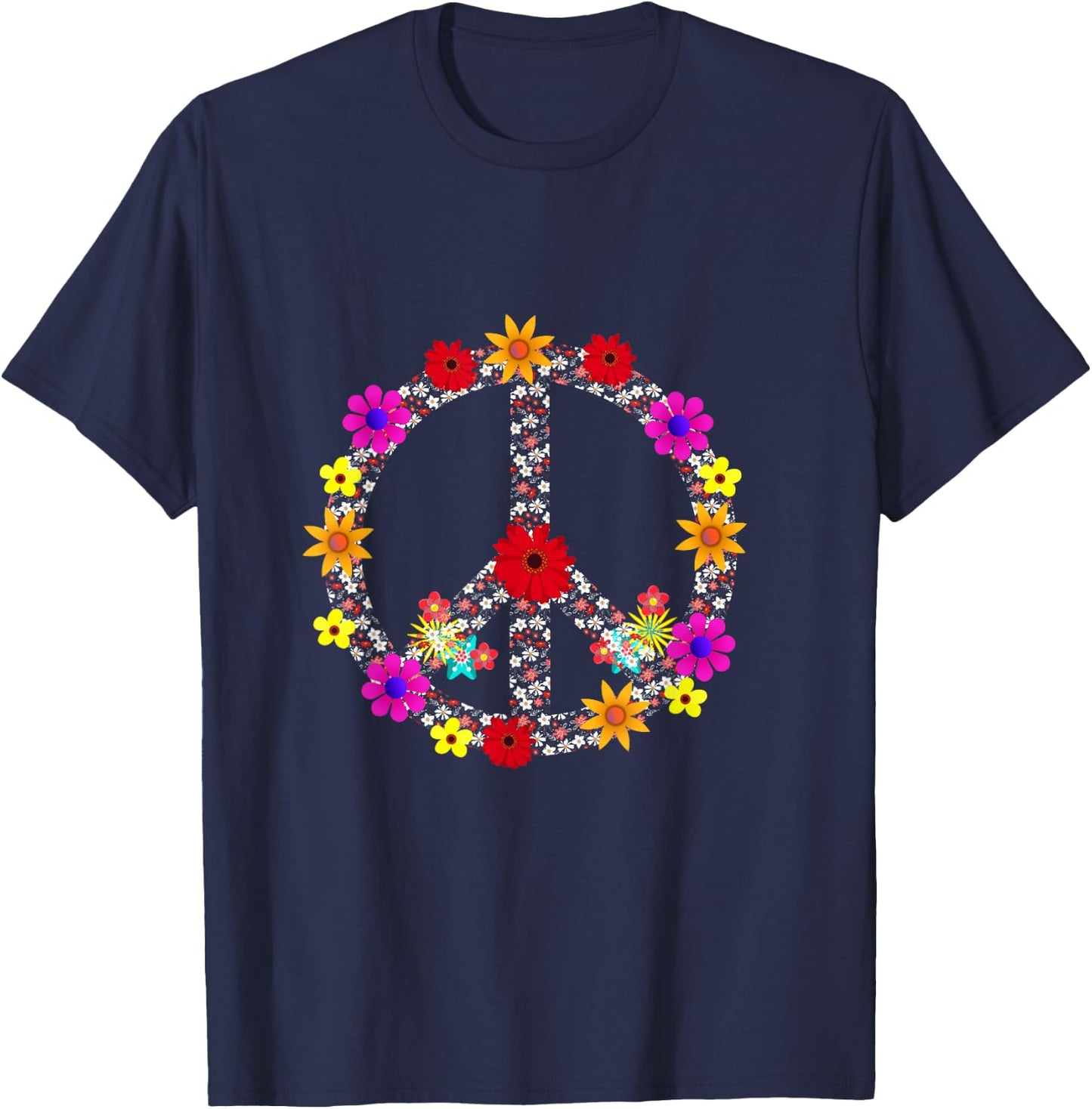 Outdoor Flower Peace Sign Pajamas Symbol for Kids T-Shirt - T-Shirt | Navy