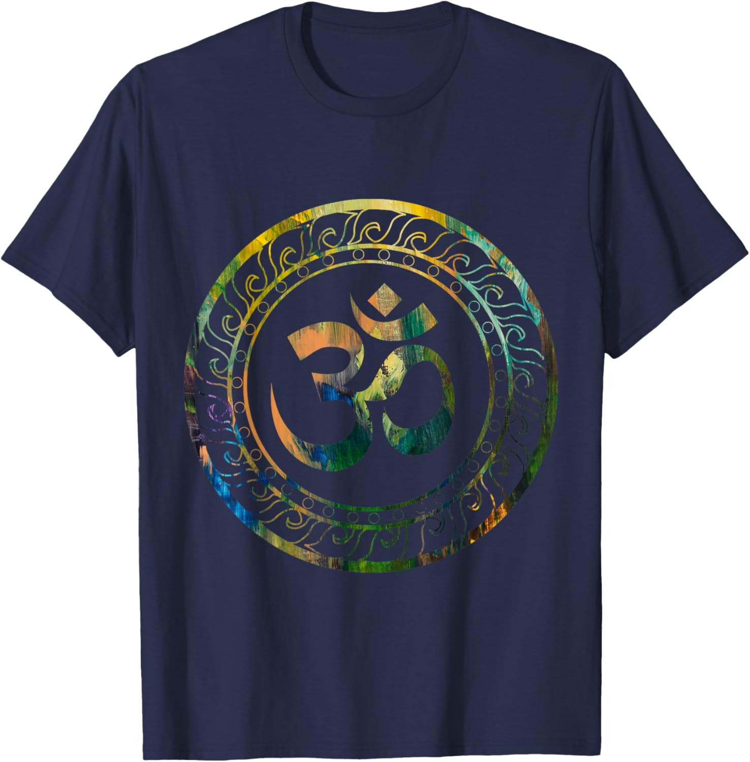 Zen Gift Ideas Om Ohm Aum Buddhism Symbol Yoga Sanskrit -Adults Black Short Sleeve Classic Fit T-Shirt - T-Shirt | Navy