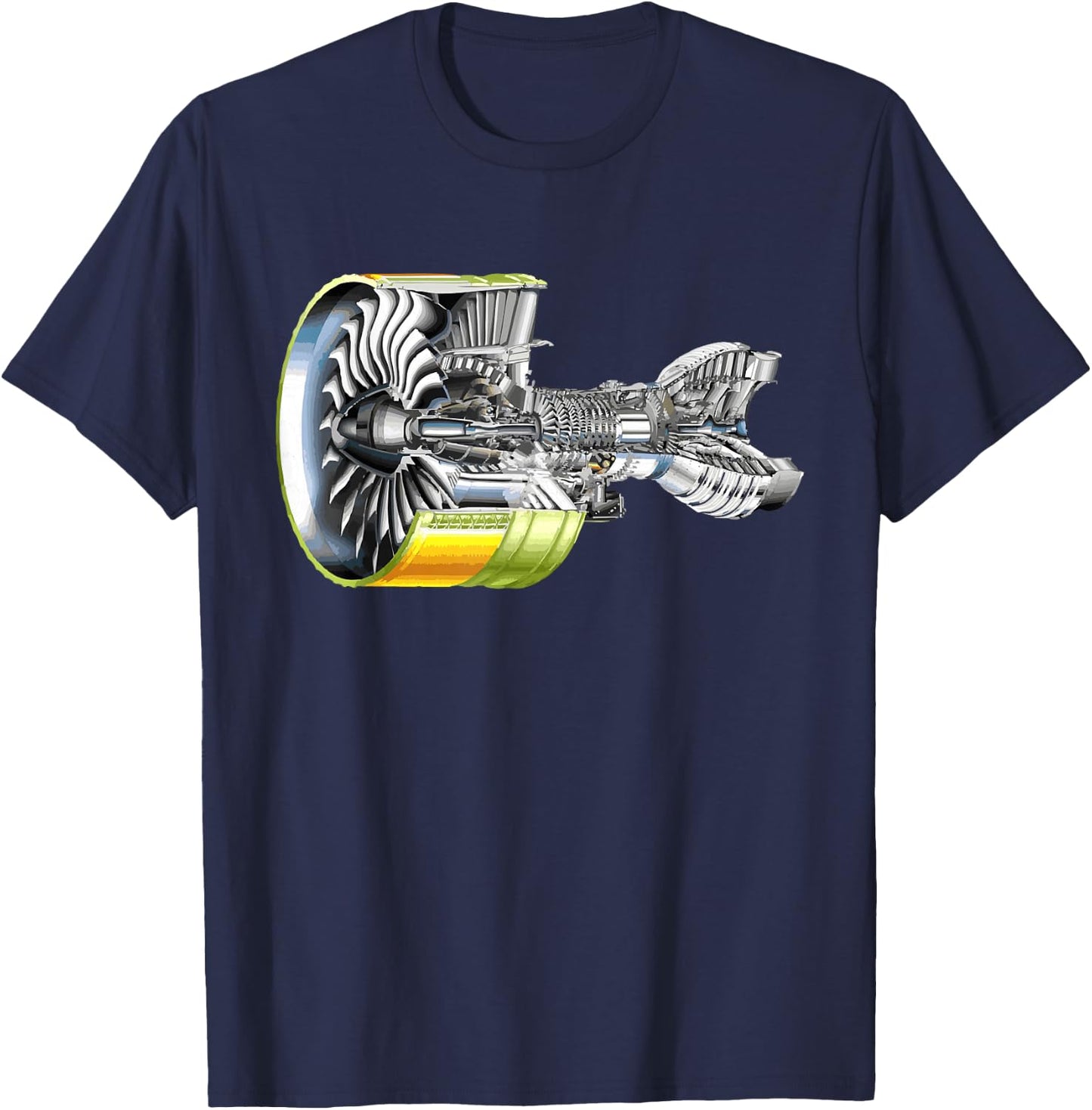 Aircraft Jet Engine Realistic Airplane Pilot Lover Gift T-Shirt - T-Shirt | Navy