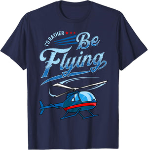 I'd Rather Be Flying Retro Helicopter Pilot Aviation T-Shirt - T-Shirt | Navy