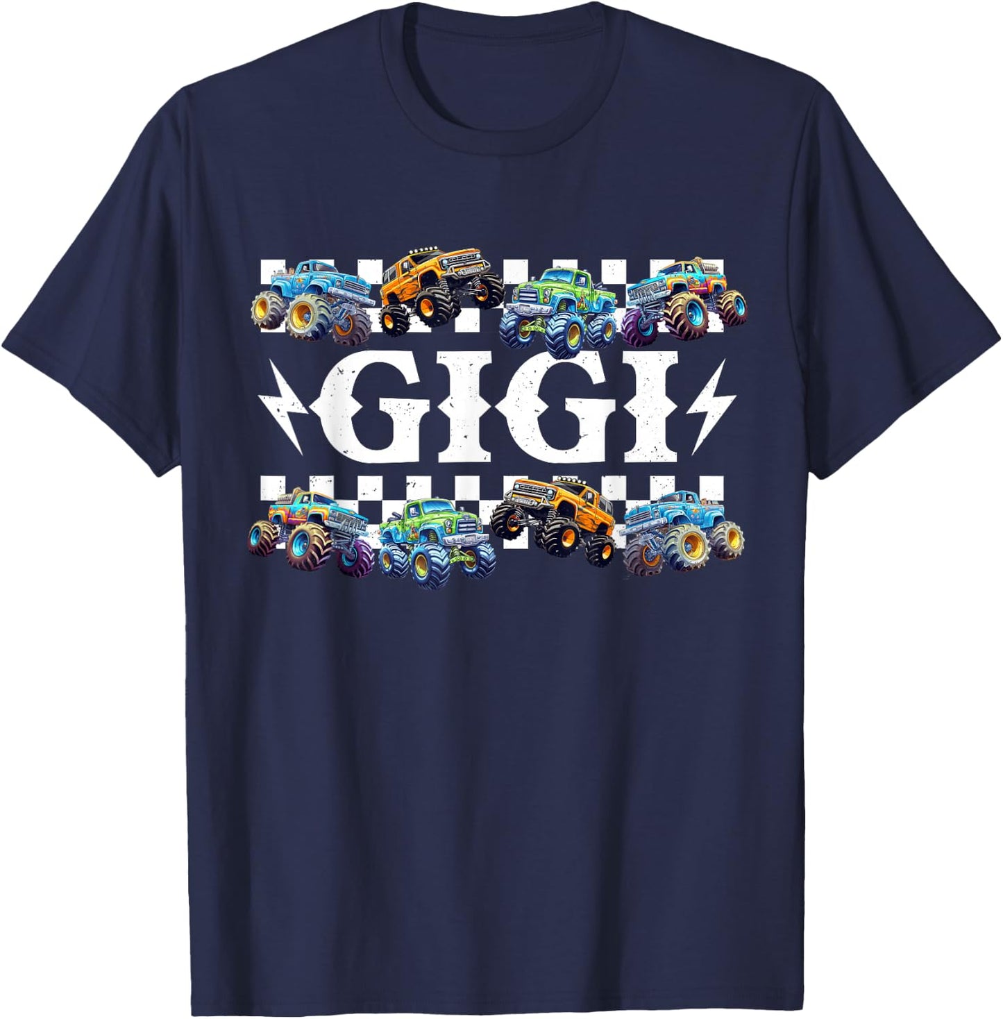 Gigi Family Matching Monster Trucks Birthday T-Shirt - T-Shirt | Navy