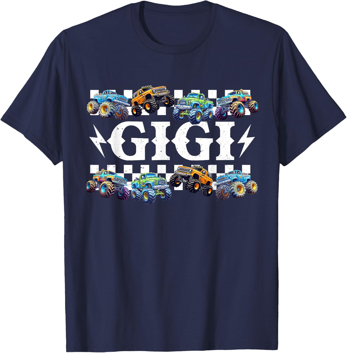 Gigi Family Matching Monster Trucks Birthday T-Shirt - T-Shirt | Navy