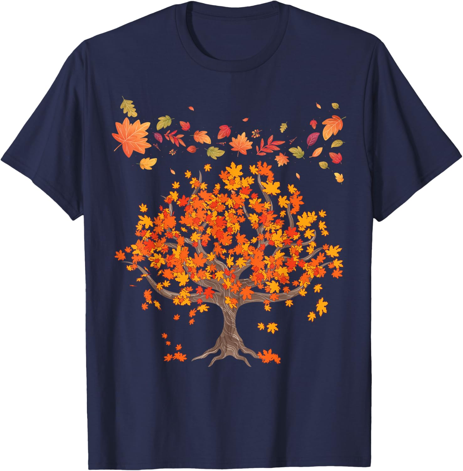 Autumn Lovers Colourful Leaves Natural Autumn T-Shirt - T-Shirt | Navy