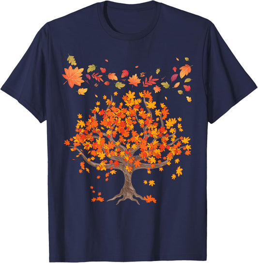 Autumn Lovers Colourful Leaves Natural Autumn T-Shirt - T-Shirt | Navy