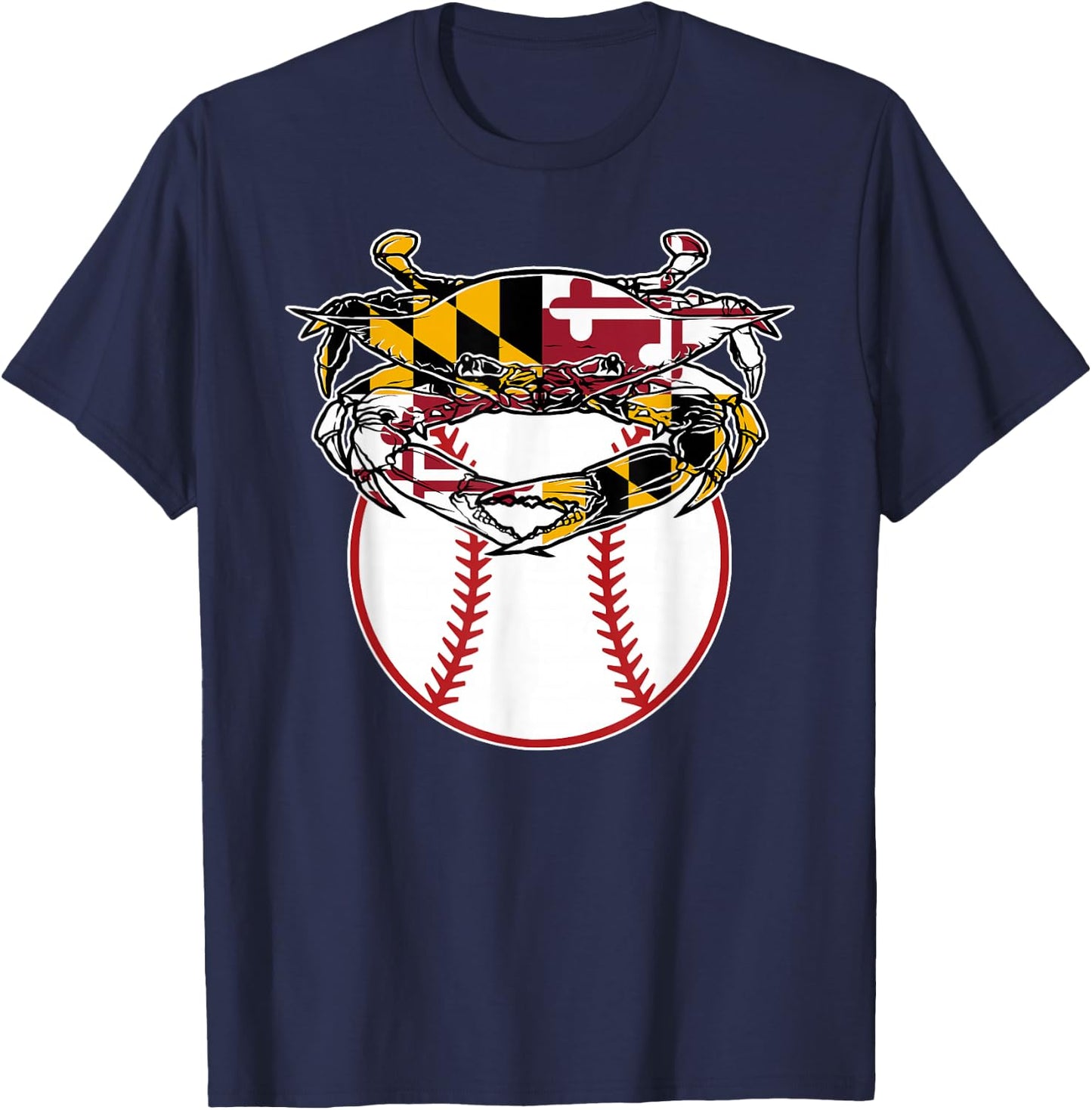 Maryland Crab State Pride Flag Gift - Baseball & Blue Crab T-Shirt - T-Shirt | Navy