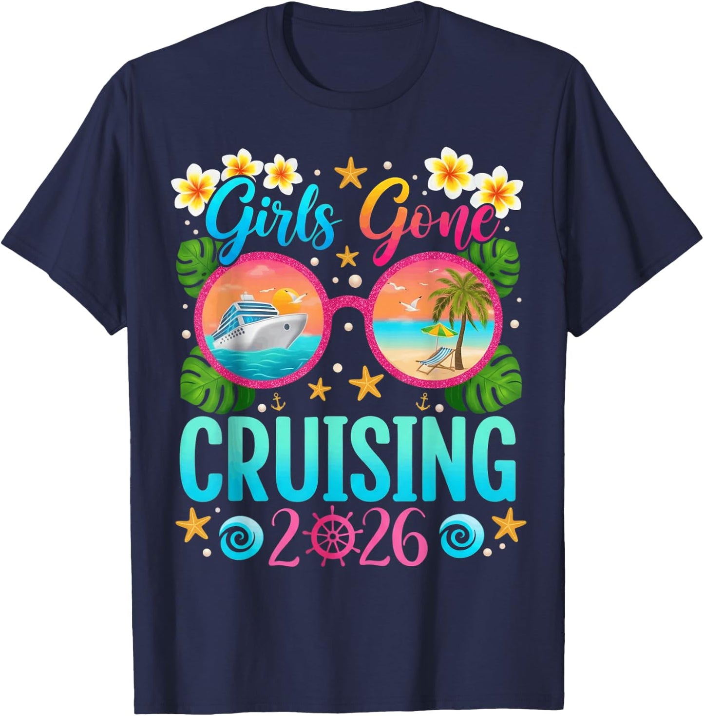 Girls Gone Cruising 2026 Women Besties Group Matching Cruise T-Shirt - T-Shirt | Navy