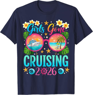 Girls Gone Cruising 2026 Women Besties Group Matching Cruise T-Shirt - T-Shirt | Navy