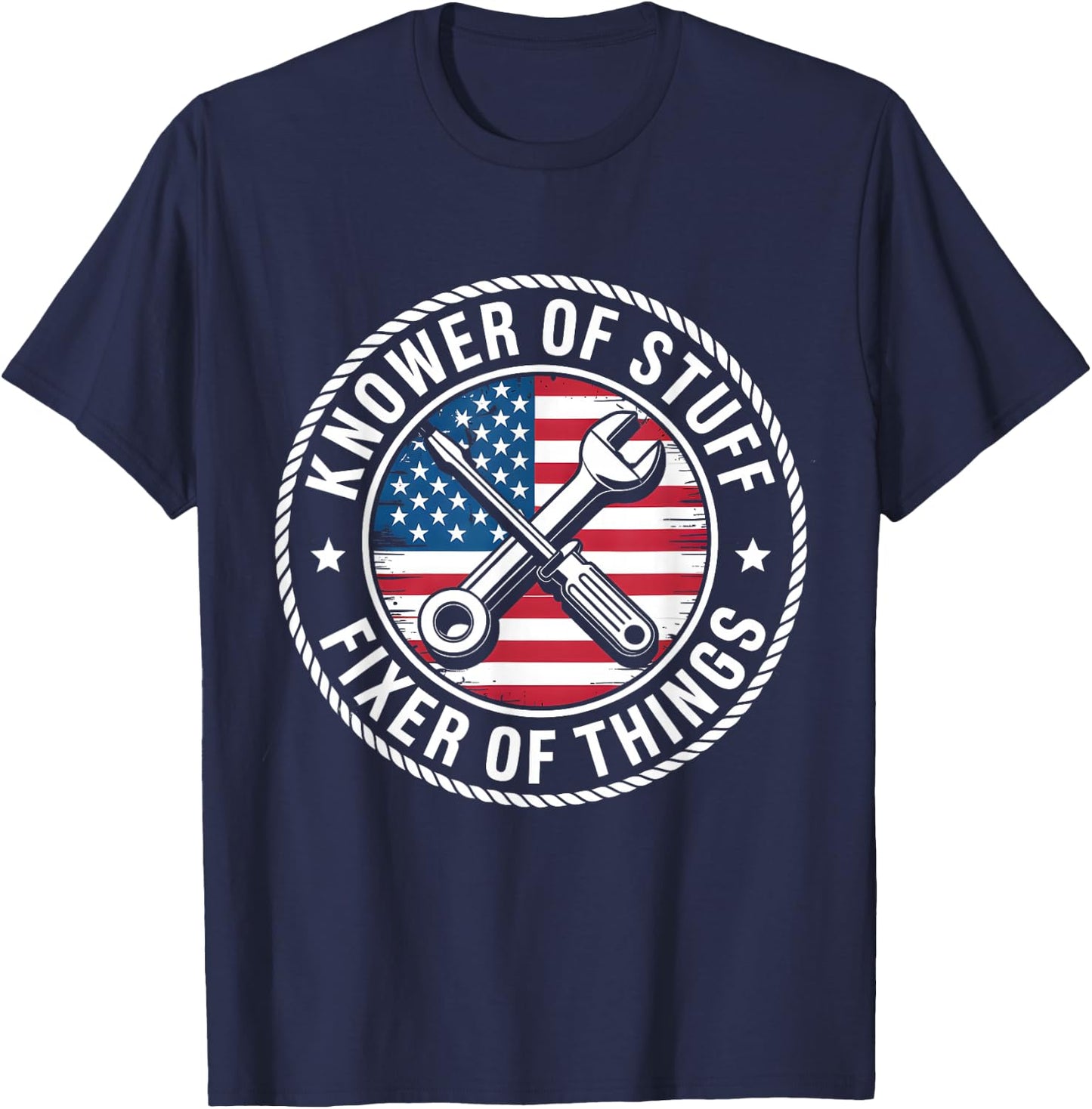 Knower of Stuff Fixer of Things USA Flag Handyman Graphic T-Shirt - T-Shirt | Navy