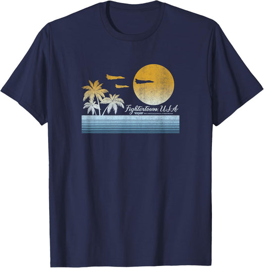 Top Gun Fightertown, USA Sunset Poster T-Shirt - T-Shirt | Navy