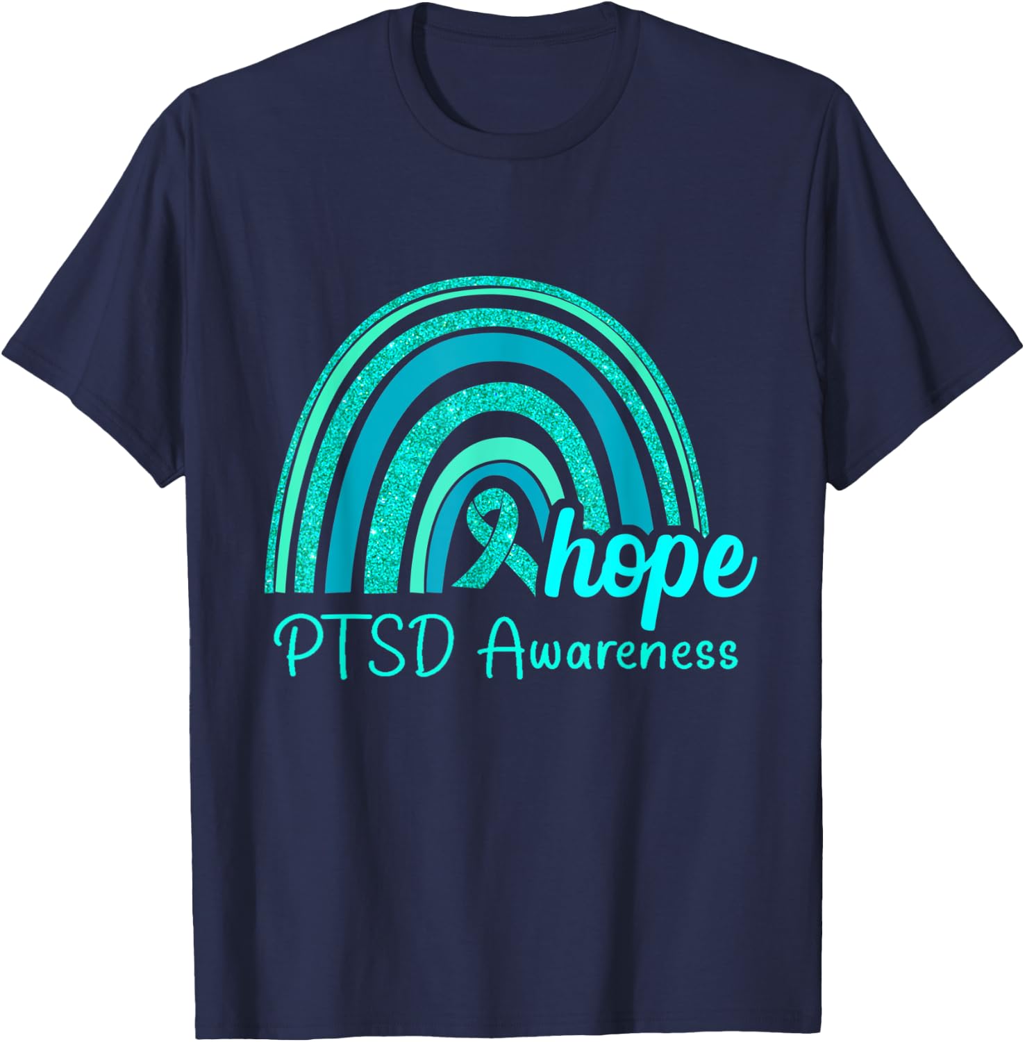 PTSD Awareness Hope Rainbow T-Shirt - T-Shirt | Navy
