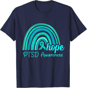 PTSD Awareness Hope Rainbow T-Shirt - T-Shirt | Navy