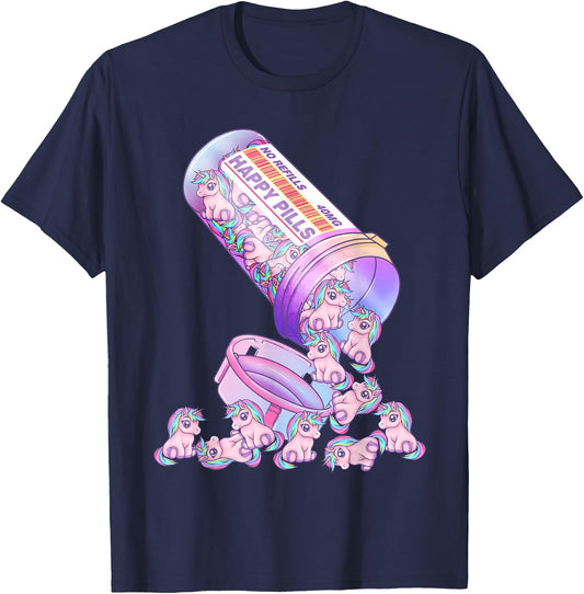Happy Pills Pastel Goth Kawaii Yami Unicorn Otaku Women T-Shirt - T-Shirt | Navy