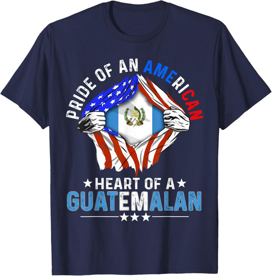 Guatemalan American America Pride Foreign Guatemala Flag T-Shirt - T-Shirt | Navy
