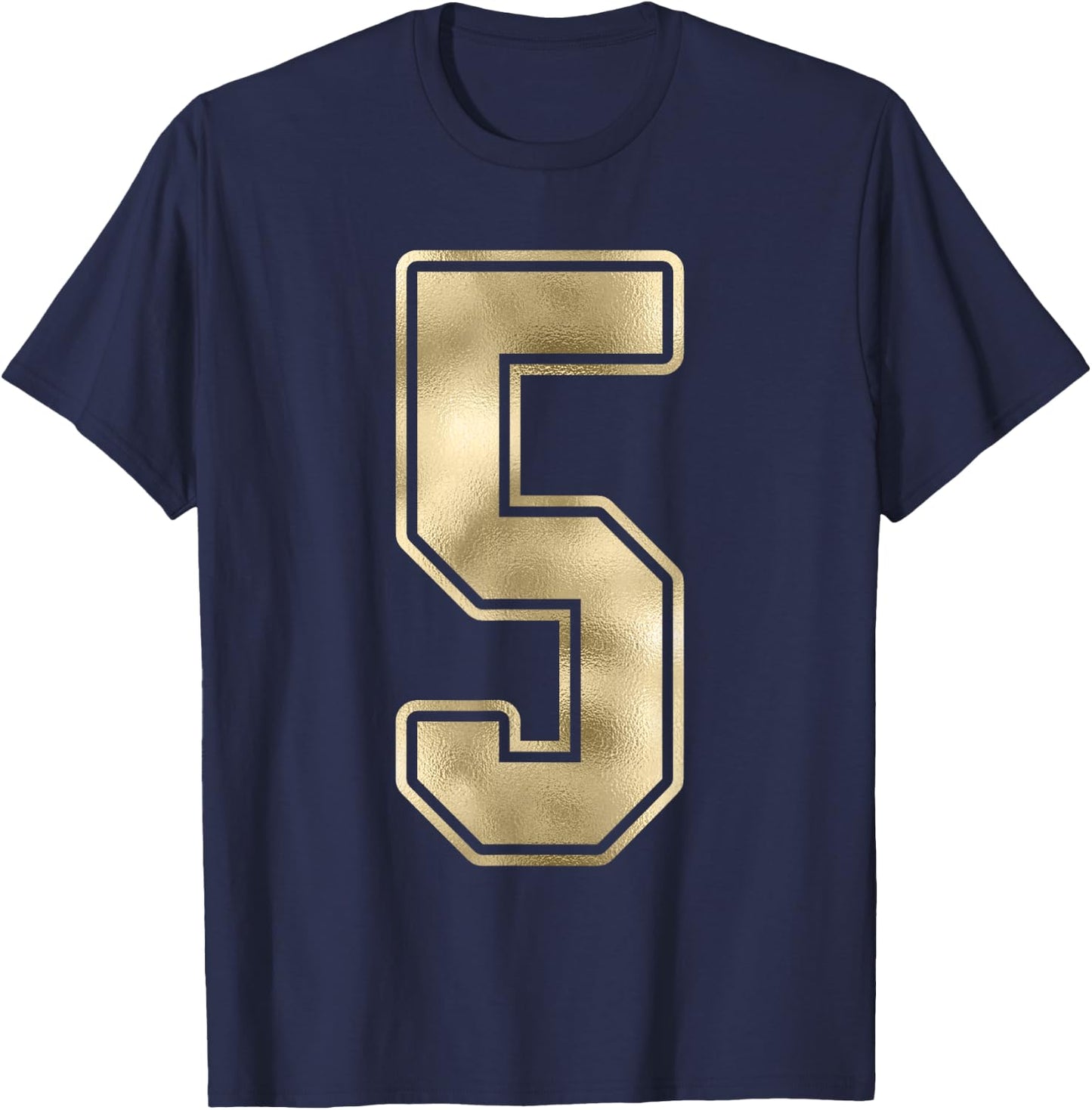 #5 Number 5 Sports Fan Jersey Style T-Shirt - T-Shirt | Navy
