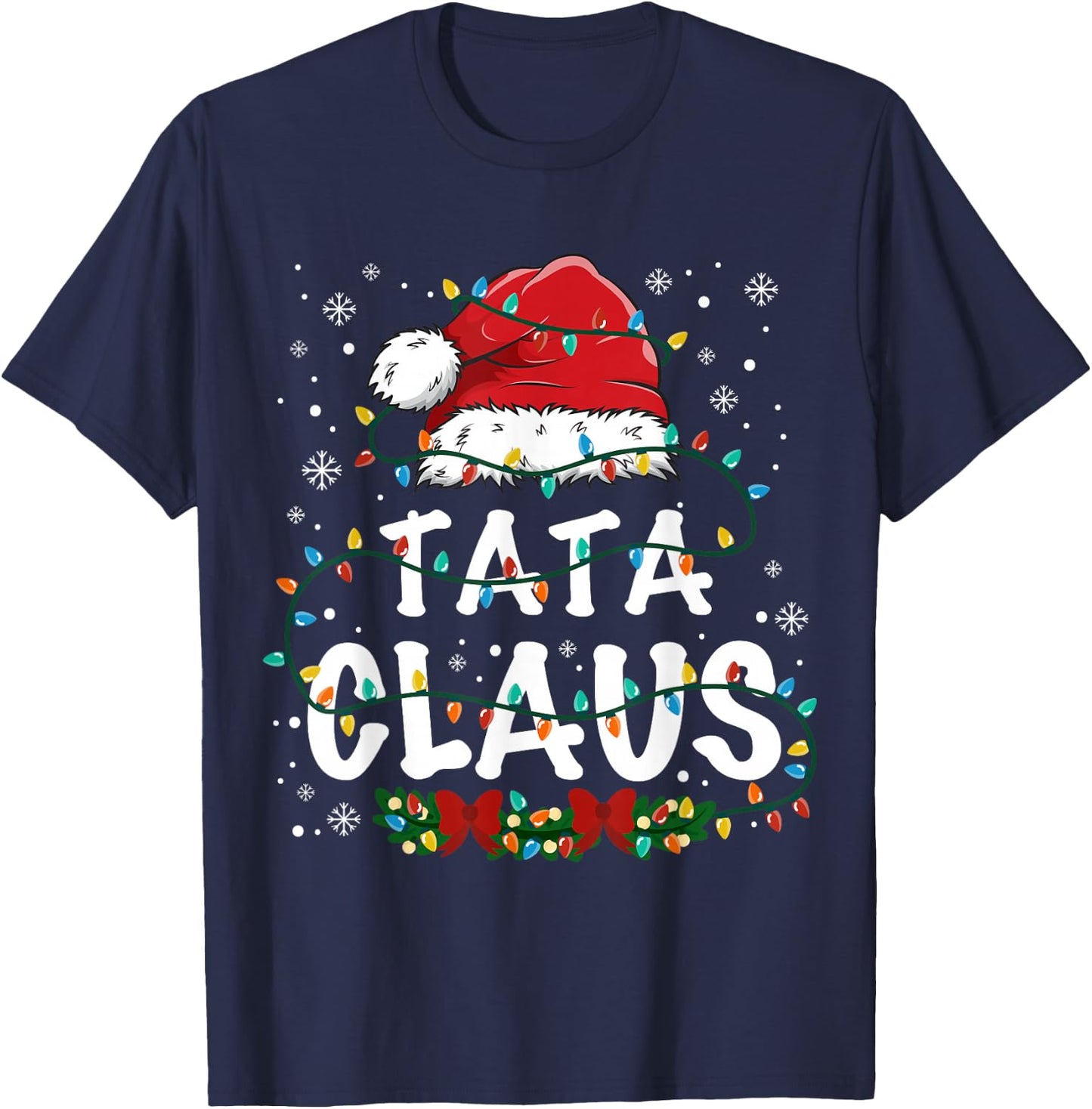 Tata Claus Funny Christmas lights Pajama Family Matching T-Shirt - T-Shirt | Navy