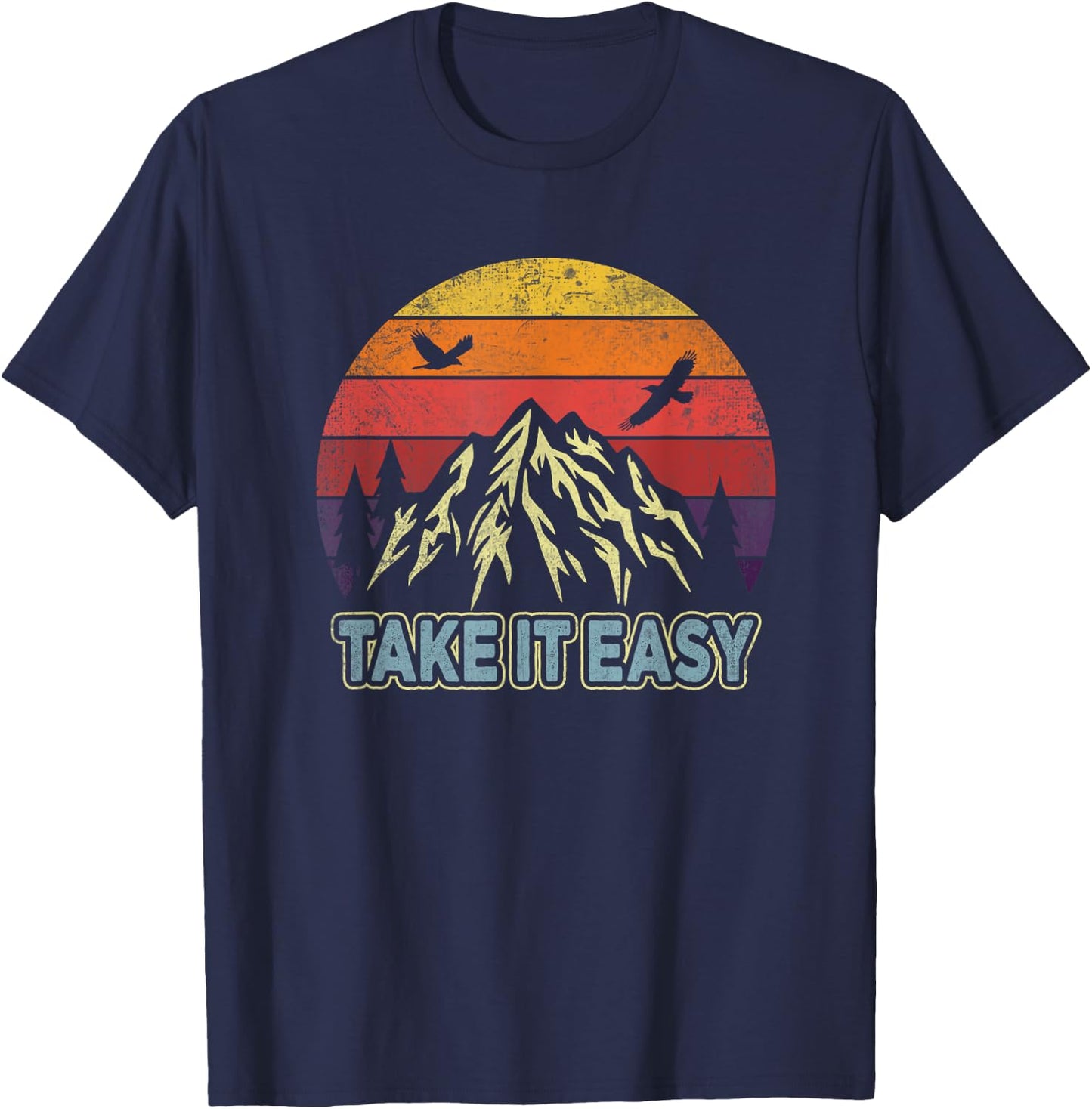 Take It Easy Retro Outdoors and Camping T-Shirt - T-Shirt | Navy