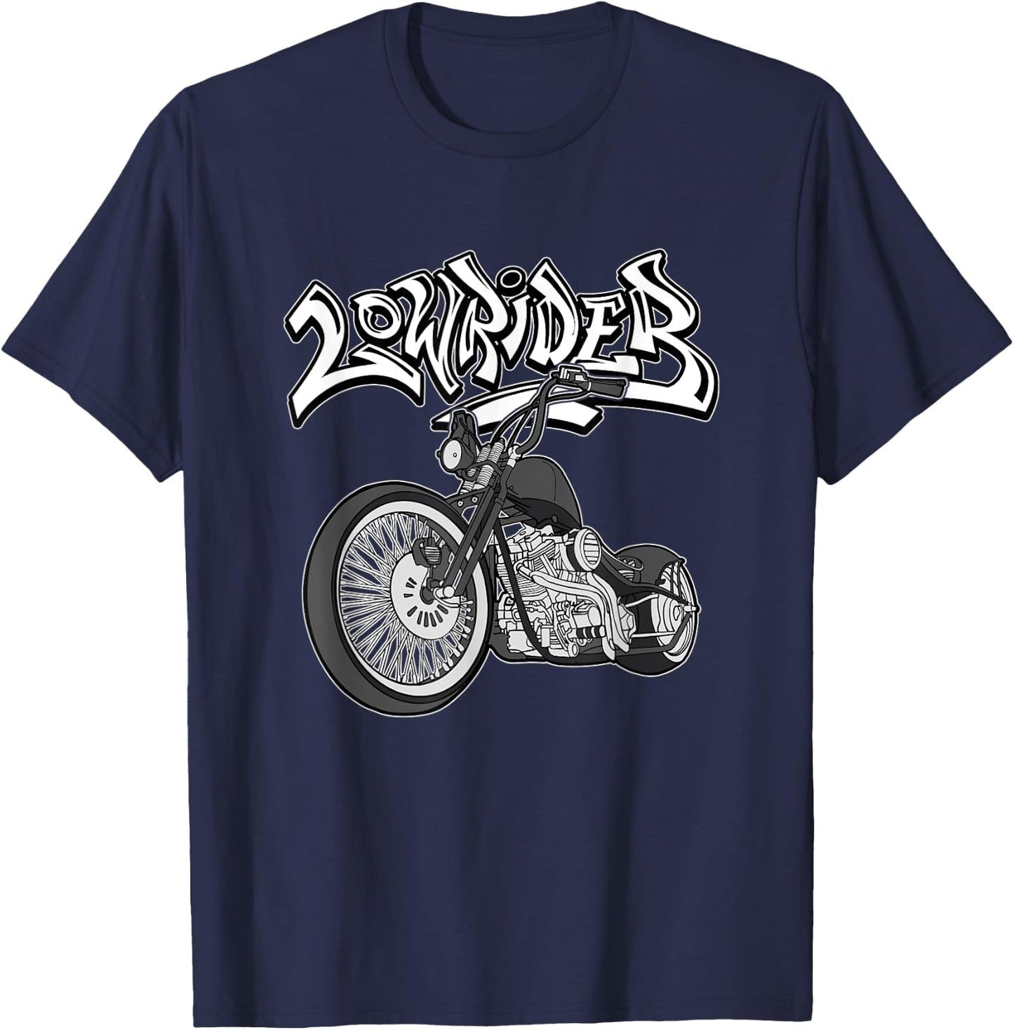 Chicano Bike. Latino Vicla, Cholo Motorcycles, Lowrider T-Shirt - T-Shirt | Navy