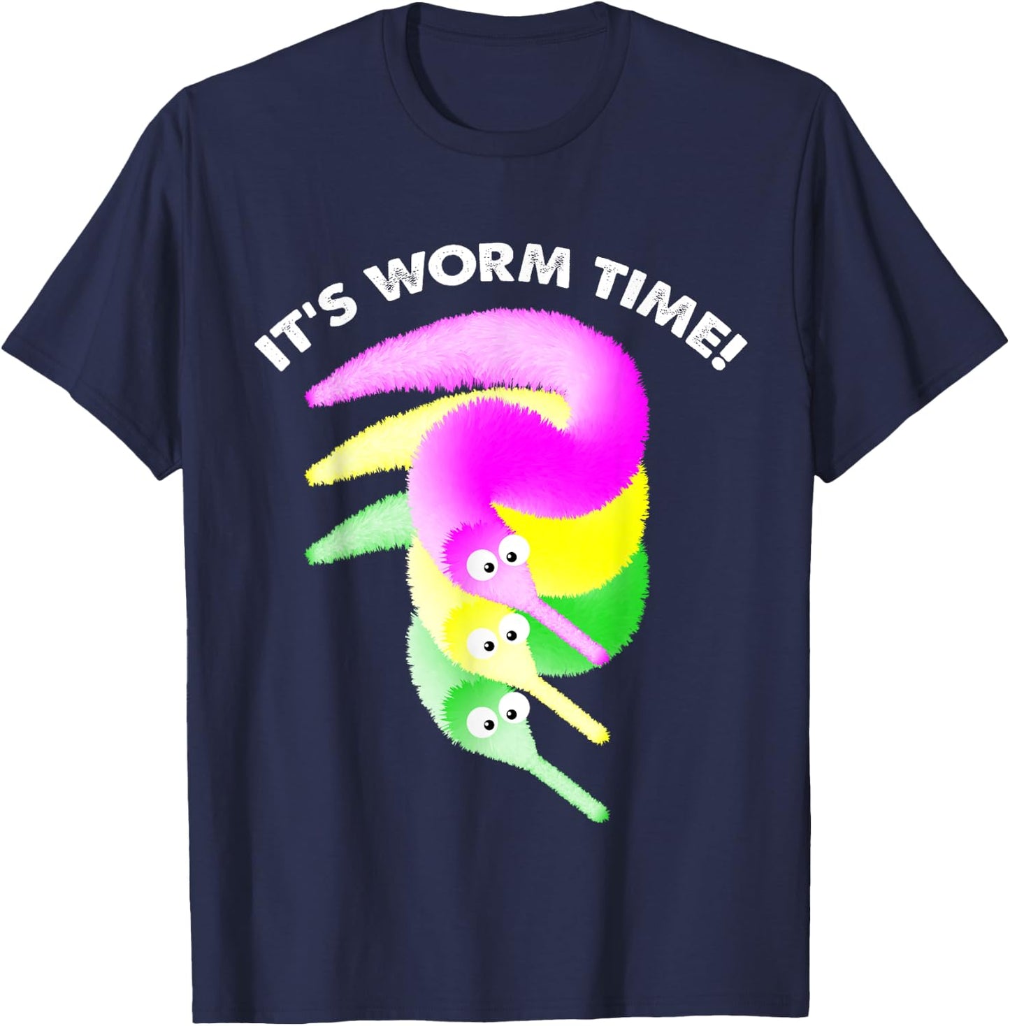 It's Worm Time , Magic Fuzzy Worms Toy on a String T-Shirt - T-Shirt | Navy