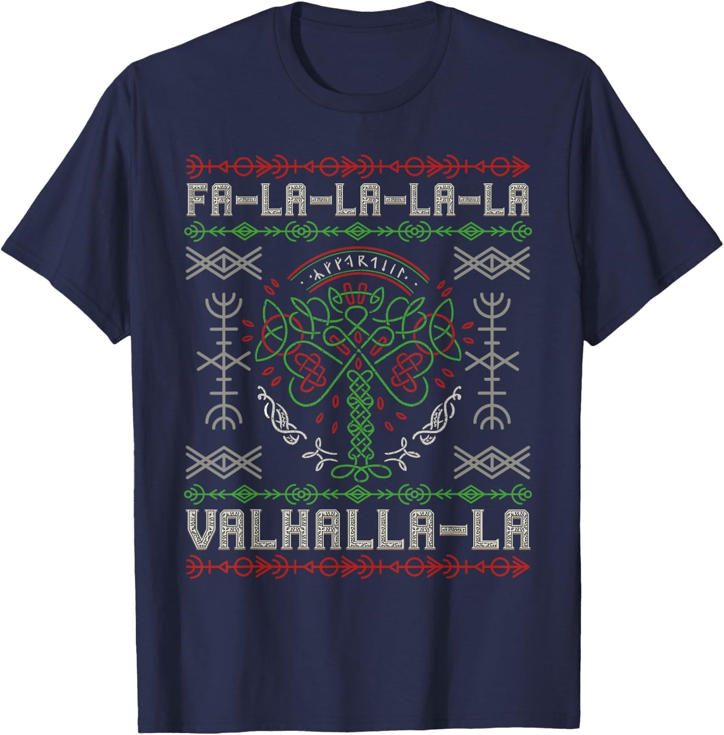 Norse Mythology - Viking Yule - Yggdrasil Christmas Tree T-Shirt - T-Shirt | Navy
