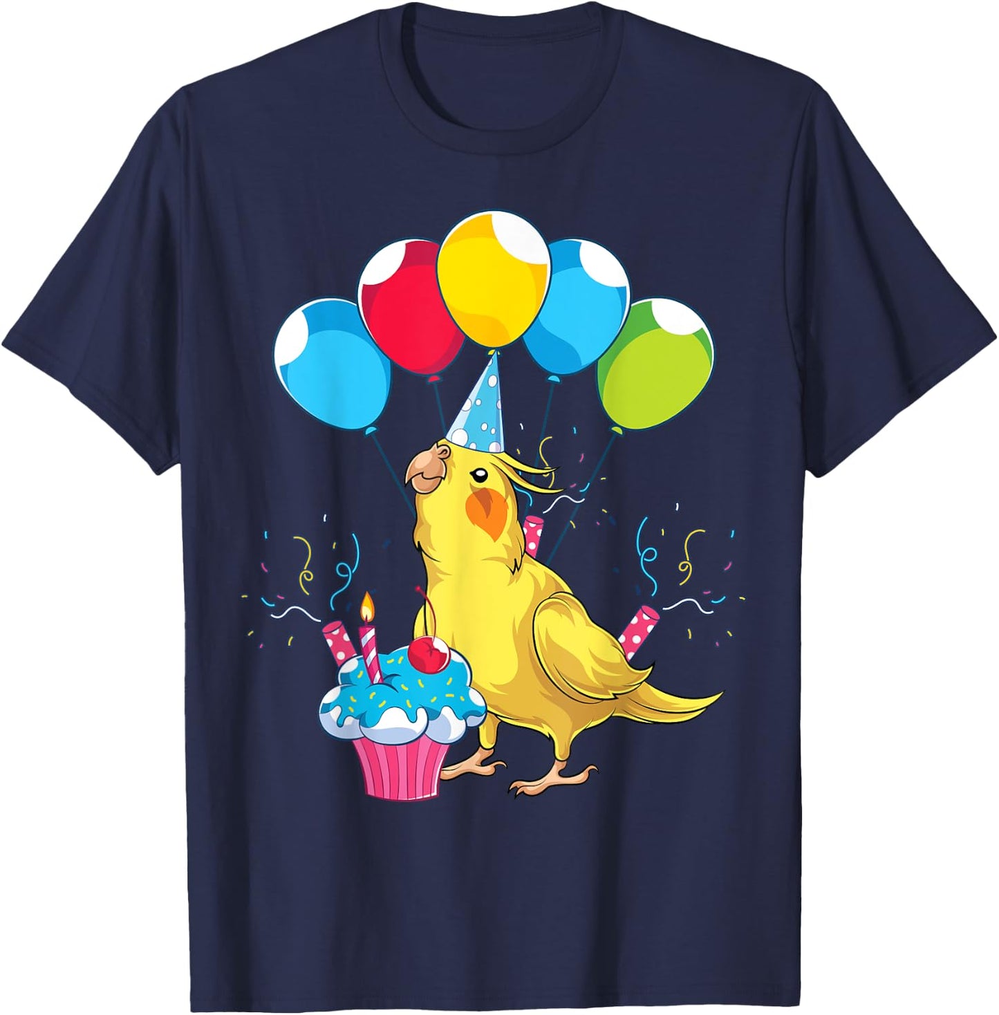 Bird Lover Birthday Party Animal Lover Parrot Cute Cockatiel T-Shirt - T-Shirt | Navy