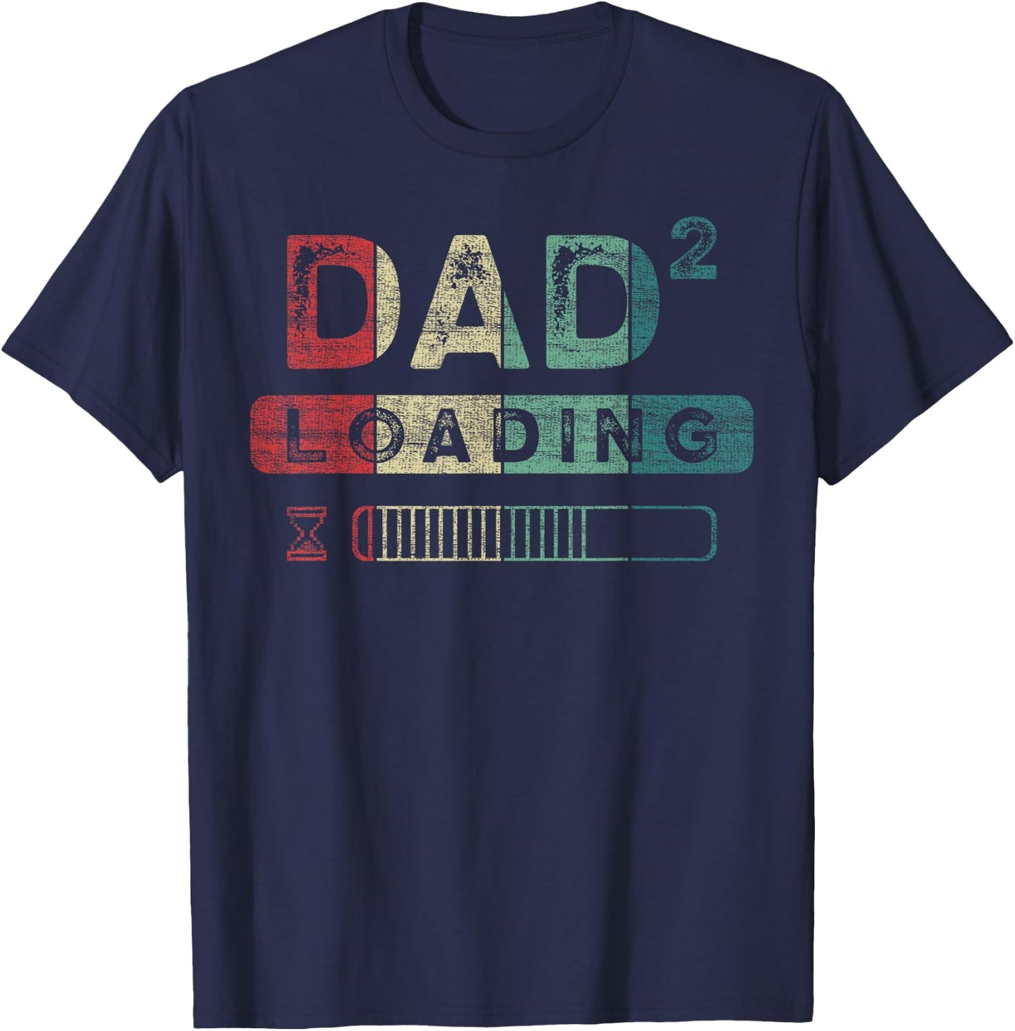 Dad-to-be, twins, 2nd child, dad to the power of 2 loading T-Shirt - T-Shirt | Navy