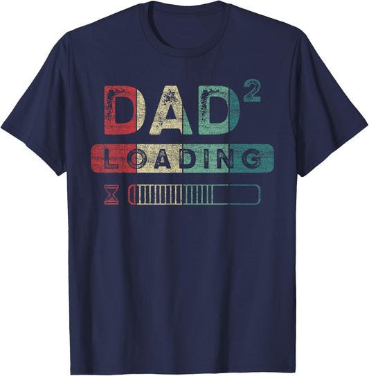 Dad-to-be, twins, 2nd child, dad to the power of 2 loading T-Shirt - T-Shirt | Navy