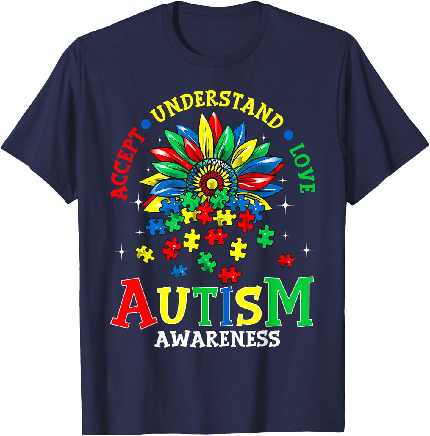 Autism Awareness Shirts Accept Understand Love Autism Mom T-Shirt - T-Shirt | Navy
