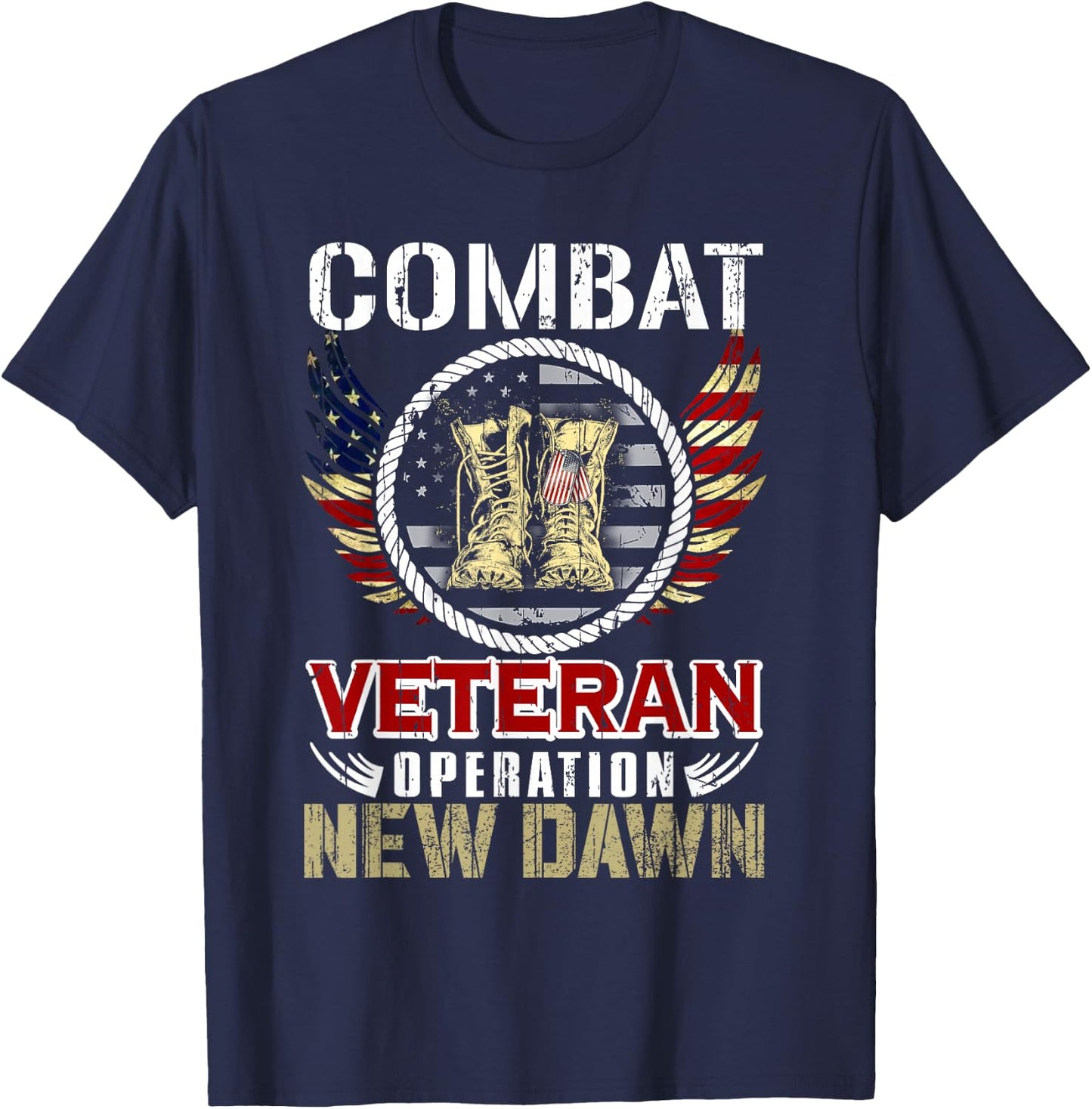Combat Veteran New Dawn American Military T-Shirt - T-Shirt | Navy