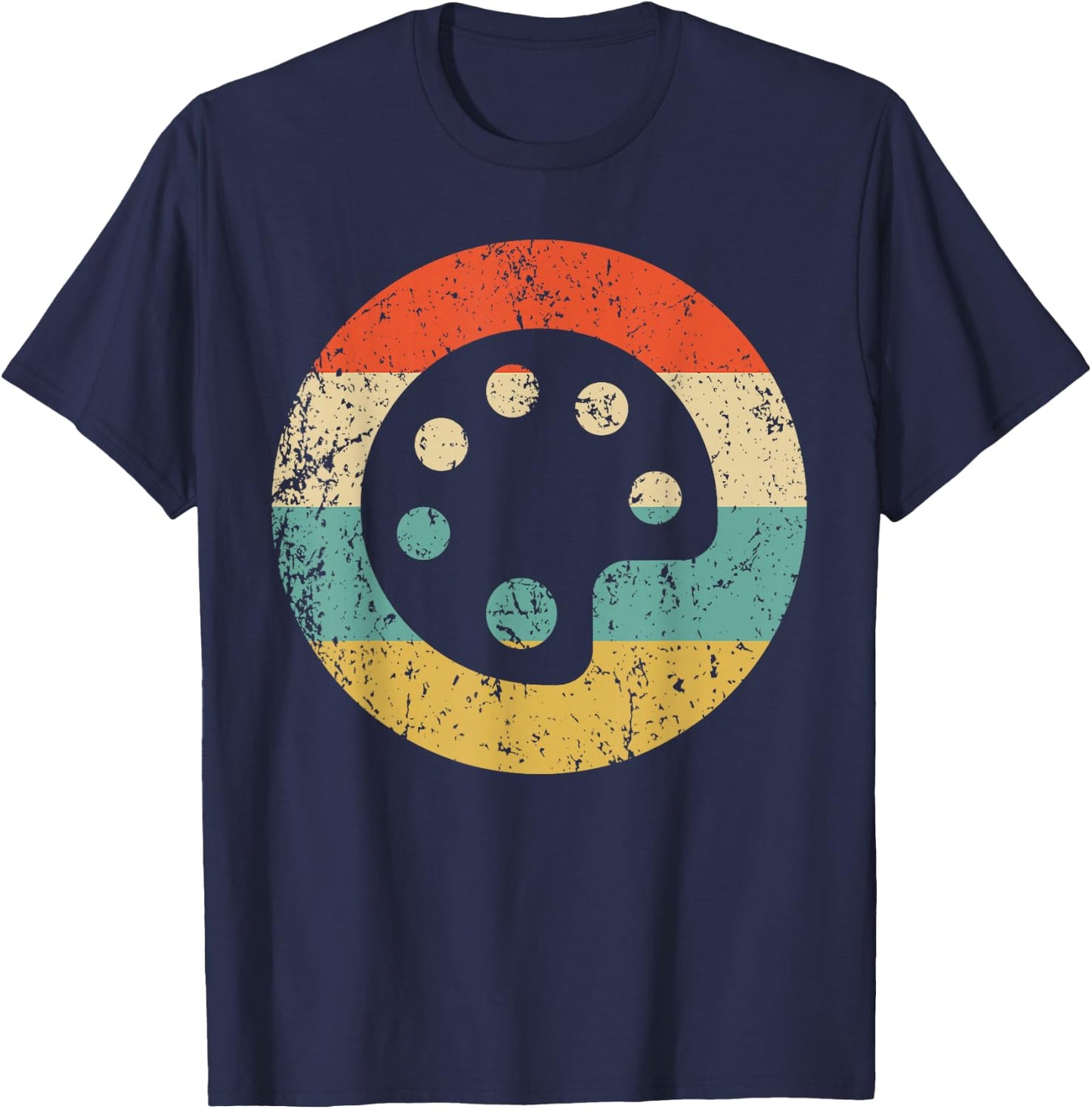 Artist Art Teacher Retro Paint Palette Women Kids T-Shirt - T-Shirt | Navy