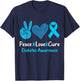 Peace Love Cure Diabetes Awareness Leopard Men Women Kid T1D T-Shirt - T-Shirt | Navy