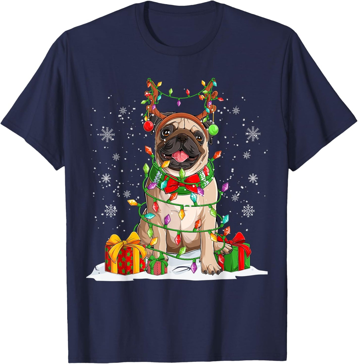 Ugly Pug Christmas Sweater Pajama Men Family T-Shirt - T-Shirt | Navy