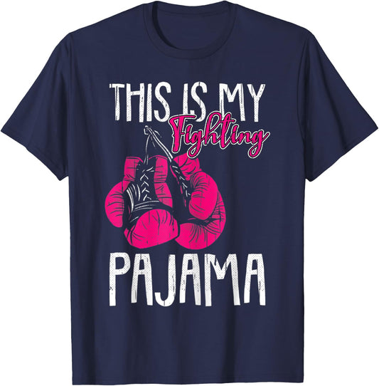My Fighting Pajama Breast Cancer Awareness Ribbon T-Shirt - T-Shirt | Navy