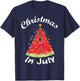 Christmas In July Summer Design Melon Christmas Tree Summer T-Shirt - T-Shirt | Navy