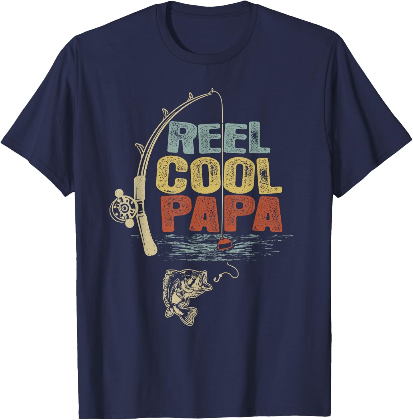 Funny Fisherman Vintage Reel Cool Papa T-Shirt - T-Shirt | Navy