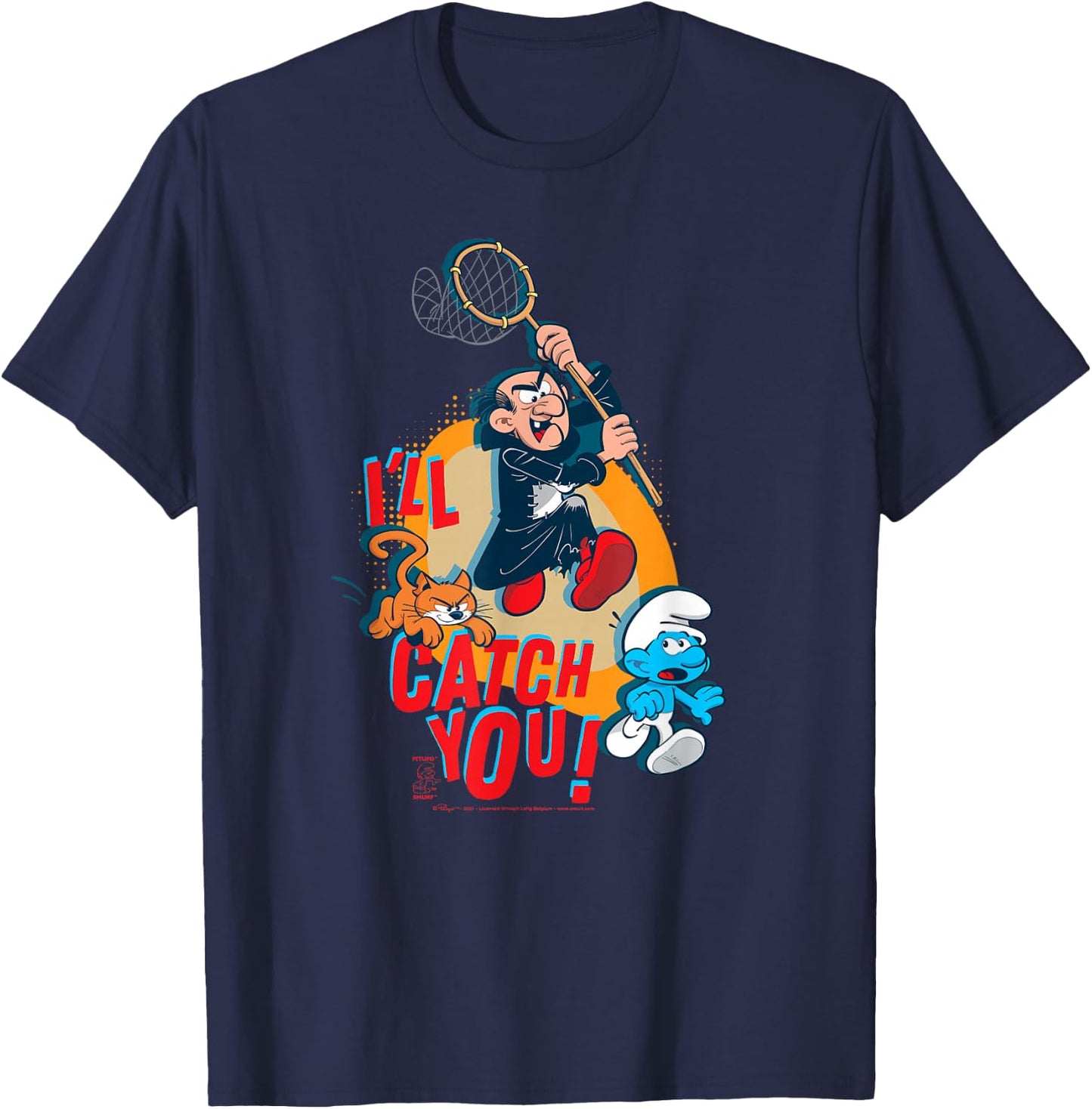 The Smurfs Gargamel Azrael I'll Catch You! T-Shirt - T-Shirt | Navy